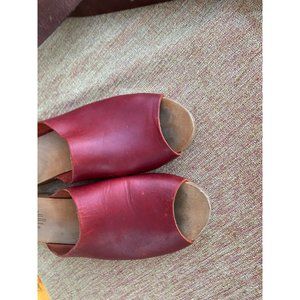 Charlotte Stone Red Leather Mule Clogs Size 40